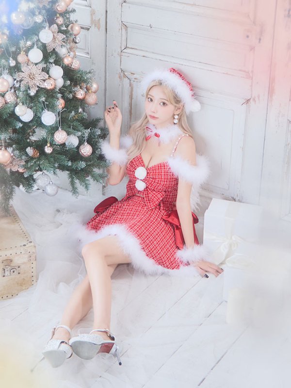 画像6: 【サンタセール！】【サンタコス 6点セット】【XS-Mサイズ/1カラー】リボンモチーフセットアップフレアサンタコスプレ[YMT] (6)