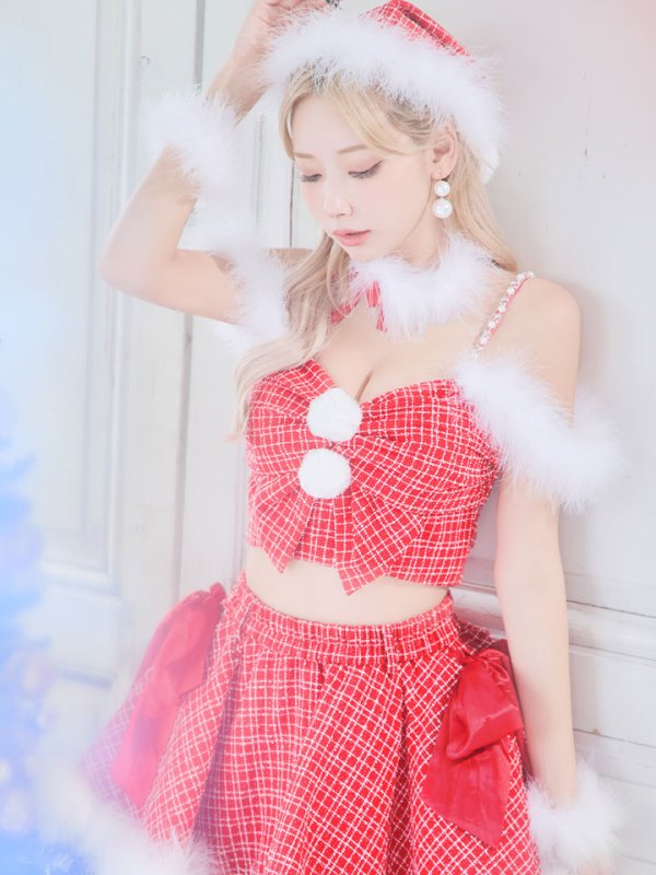 画像9: 【サンタセール！】【サンタコス 6点セット】【XS-Mサイズ/1カラー】リボンモチーフセットアップフレアサンタコスプレ[YMT] (9)