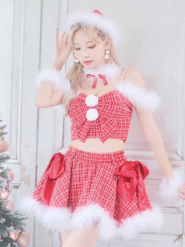 画像14: 【サンタセール！】【サンタコス 6点セット】【XS-Mサイズ/1カラー】リボンモチーフセットアップフレアサンタコスプレ[YMT] (14)