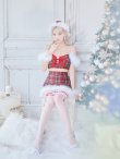 画像6: 【サンタコス 7点セット】【XS-Mサイズ/1カラー】セットアップチェックリボンサンタコスプレ[YMT] (6)