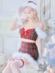 画像9: 【サンタコス 7点セット】【XS-Mサイズ/1カラー】セットアップチェックリボンサンタコスプレ[YMT] (9)
