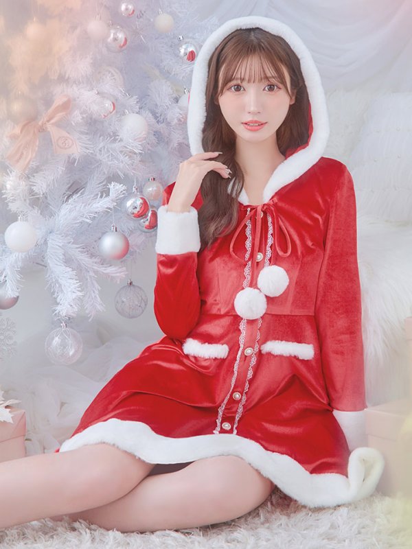 画像8: 即日発送!【サンタコス 1点セット】【S-Lサイズ/1カラー】ワンピースコート風サンタ[YMT] (8)