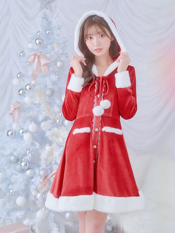 画像11: 即日発送!【サンタコス 1点セット】【S-Lサイズ/1カラー】ワンピースコート風サンタ[YMT] (11)