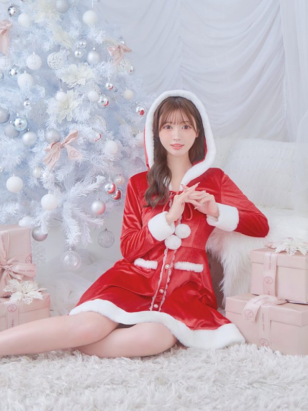 画像14: 即日発送!【サンタコス 1点セット】【S-Lサイズ/1カラー】ワンピースコート風サンタ[YMT] (14)