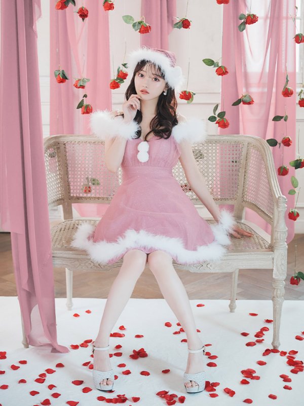 画像9: 【ノベルティ対象】【即日発送！】【S-Lサイズ/3カラー】フレアチュールサンタコスプレ[YMT] (9)