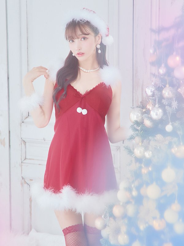 画像2: 【サンタセール！】【サンタコス 5点セット】【S-Lサイズ/1カラー】ベビードールサンタコスプレ[YMT] (2)