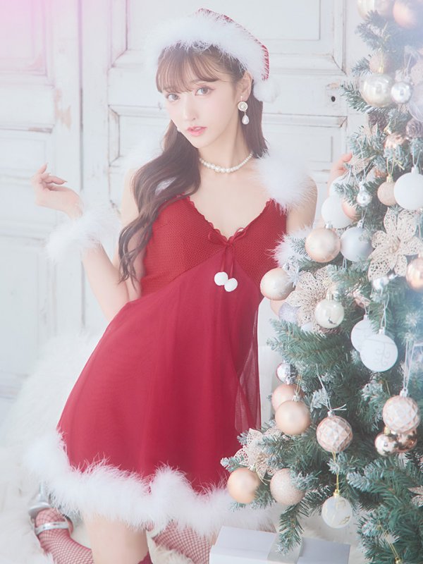 画像3: 【サンタセール！】【サンタコス 5点セット】【S-Lサイズ/1カラー】ベビードールサンタコスプレ[YMT] (3)