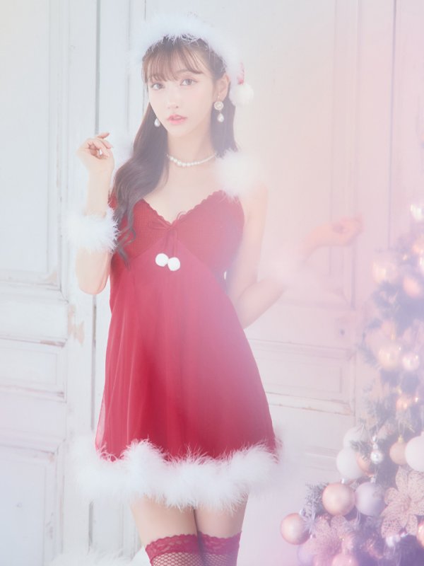 画像9: 【サンタセール！】【サンタコス 5点セット】【S-Lサイズ/1カラー】ベビードールサンタコスプレ[YMT] (9)