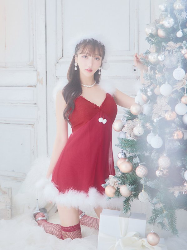 画像10: 【サンタセール！】【サンタコス 5点セット】【S-Lサイズ/1カラー】ベビードールサンタコスプレ[YMT] (10)