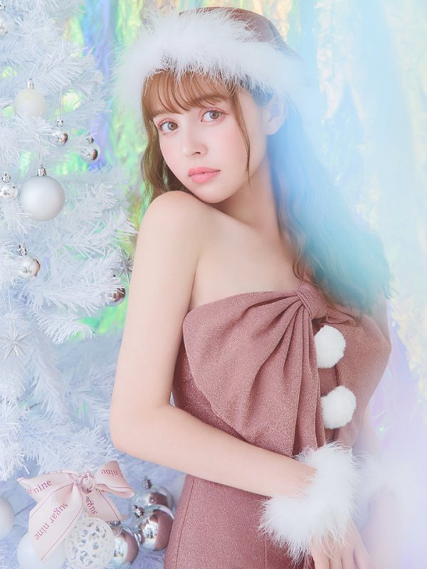 画像19: 即日発送!【サンタコス4点セット】【S-Lサイズ/1カラー】ワンショルダーリボンラメサンタコスプレ[OF04] (19)