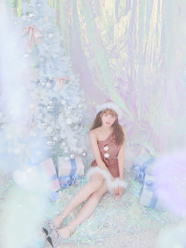 画像22: 即日発送!【サンタコス4点セット】【S-Lサイズ/1カラー】ワンショルダーリボンラメサンタコスプレ[OF04] (22)