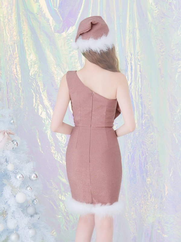 画像31: 即日発送!【サンタコス4点セット】【S-Lサイズ/1カラー】ワンショルダーリボンラメサンタコスプレ[OF04] (31)