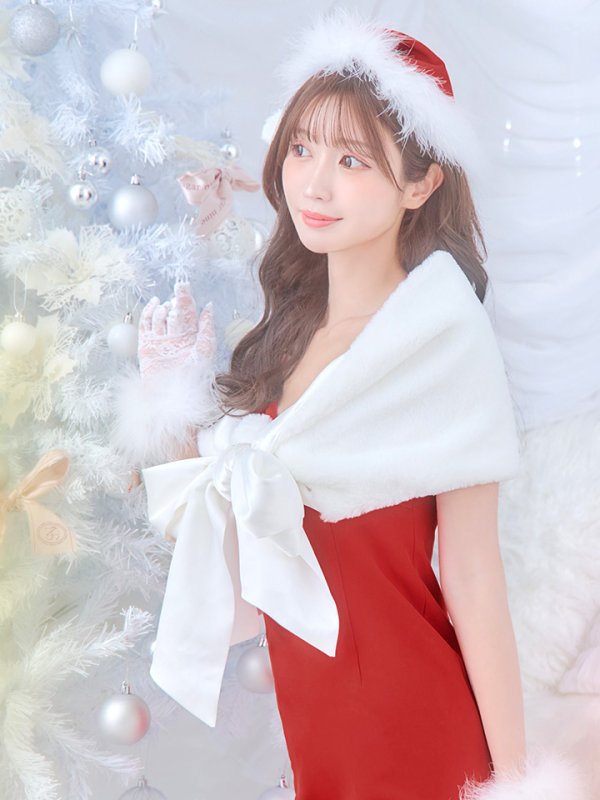 画像11: 【サンタSALE!!】【即日発送！】【サンタコス 5点セット】【S-Lサイズ/2カラー】サテンリボンファーサンタコスプレ[OF04] (11)