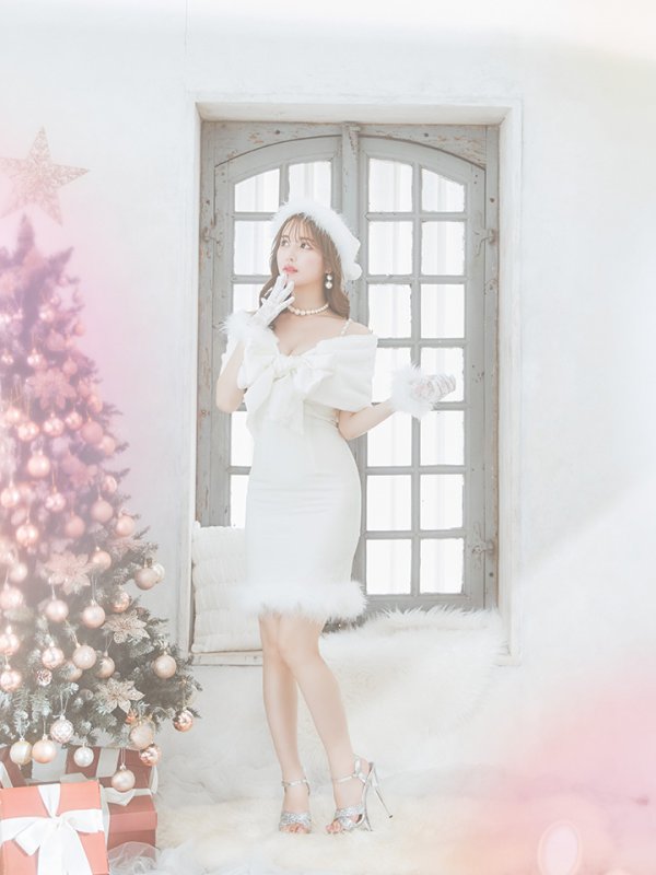 画像7: 【ノベルティ対象】【即日発送！】【サンタコス 5点セット】【S-Lサイズ/2カラー】サテンリボンファーサンタコスプレ[YMT] (7)