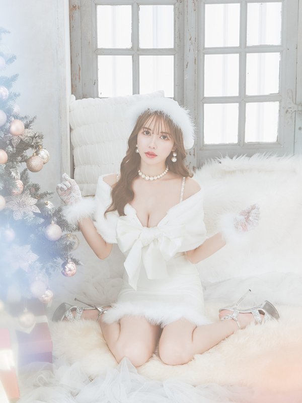 画像12: 【ノベルティ対象】【即日発送！】【サンタコス 5点セット】【S-Lサイズ/2カラー】サテンリボンファーサンタコスプレ[YMT] (12)