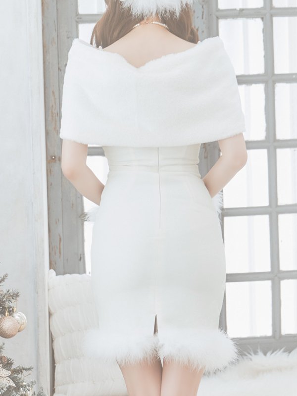 画像15: 【ノベルティ対象】【即日発送！】【サンタコス 5点セット】【S-Lサイズ/2カラー】サテンリボンファーサンタコスプレ[YMT] (15)