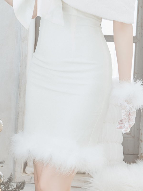 画像17: 【ノベルティ対象】【即日発送！】【サンタコス 5点セット】【S-Lサイズ/2カラー】サテンリボンファーサンタコスプレ[YMT] (17)