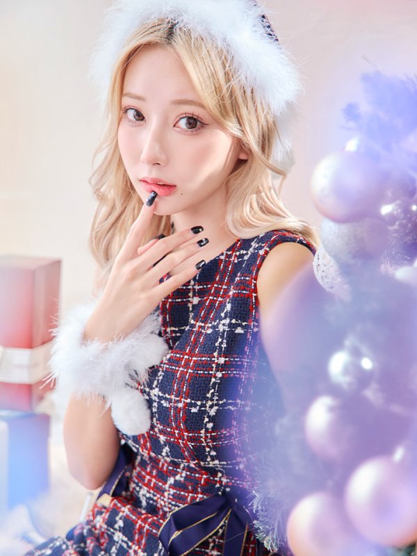 画像8: 【サンタセール！】【サンタコス 4点セット】【S-Lサイズ/2カラー】サイドリボンツイードサンタコスプレ[YMT] (8)