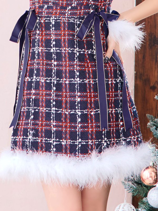 画像17: 【サンタセール！】【サンタコス 4点セット】【S-Lサイズ/2カラー】サイドリボンツイードサンタコスプレ[YMT] (17)