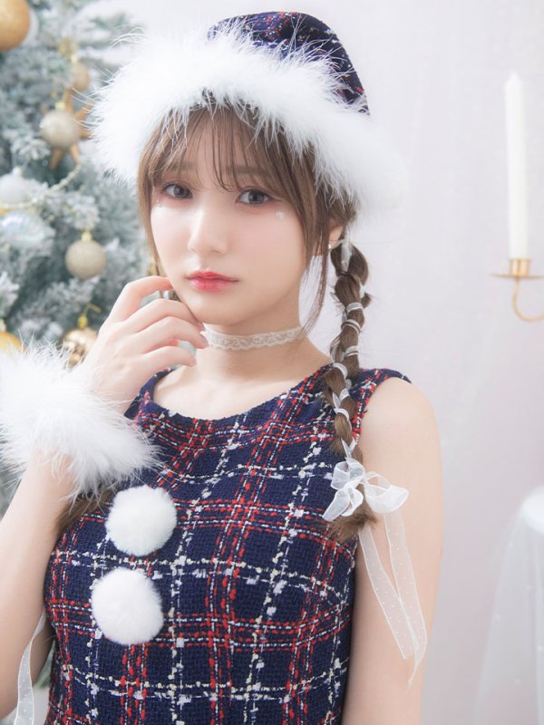 画像5: 【サンタSALE!!】【サンタコス 4点セット】【S-Lサイズ/2カラー】サイドリボンツイードサンタコスプレ[OF04] (5)