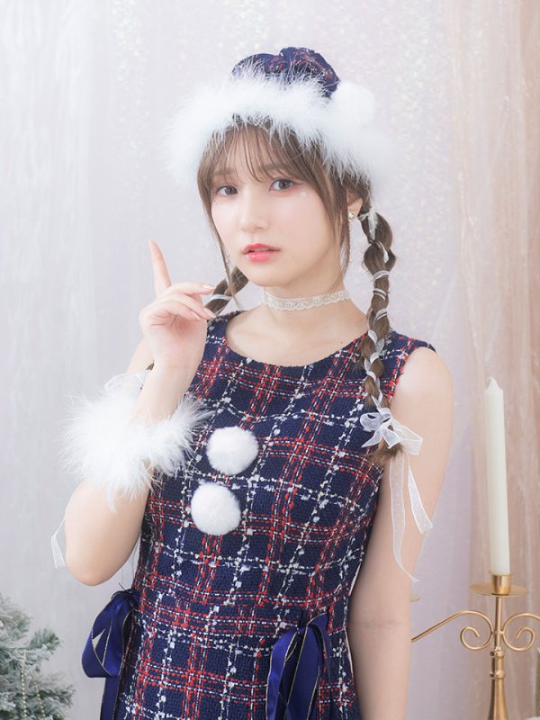 画像11: 【サンタSALE!!】【サンタコス 4点セット】【S-Lサイズ/2カラー】サイドリボンツイードサンタコスプレ[OF04] (11)