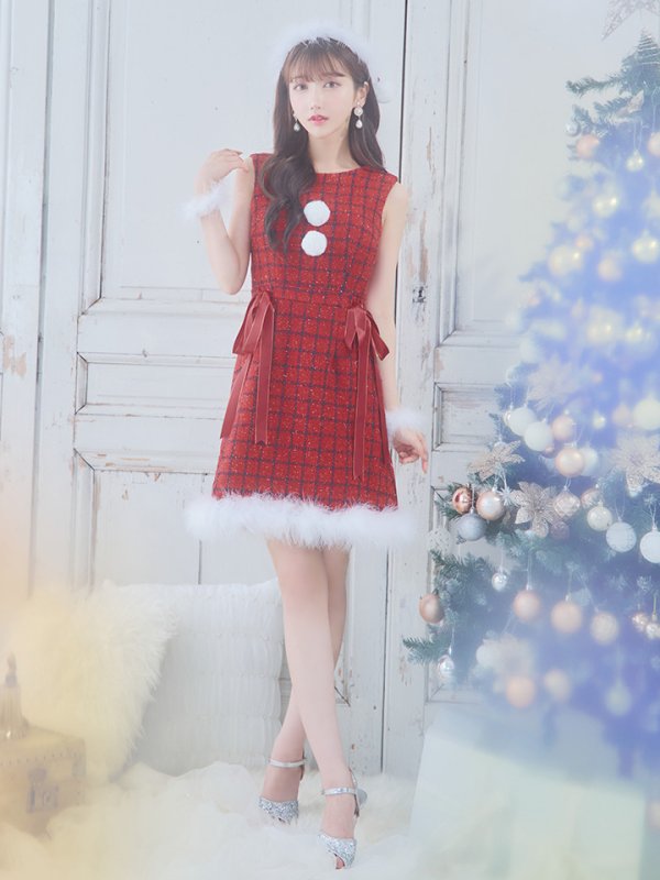 画像26: 【サンタセール！】【サンタコス 4点セット】【S-Lサイズ/2カラー】サイドリボンツイードサンタコスプレ[YMT] (26)