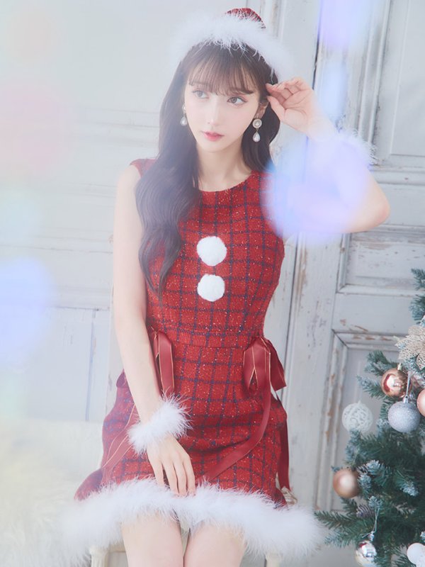 画像31: 【サンタセール！】【サンタコス 4点セット】【S-Lサイズ/2カラー】サイドリボンツイードサンタコスプレ[YMT] (31)