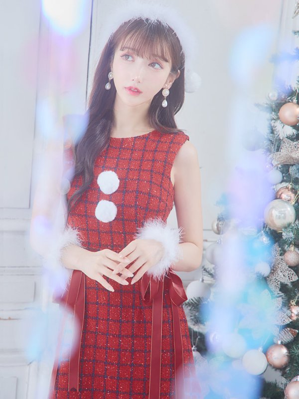 画像35: 【サンタセール！】【サンタコス 4点セット】【S-Lサイズ/2カラー】サイドリボンツイードサンタコスプレ[YMT] (35)