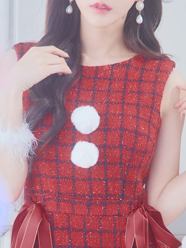 画像37: 【サンタセール！】【サンタコス 4点セット】【S-Lサイズ/2カラー】サイドリボンツイードサンタコスプレ[YMT] (37)