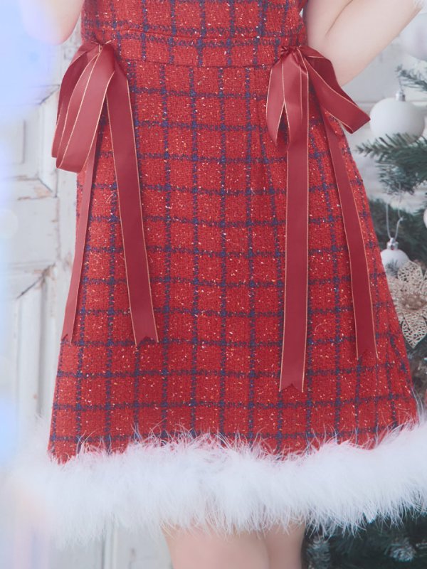 画像38: 【サンタセール！】【サンタコス 4点セット】【S-Lサイズ/2カラー】サイドリボンツイードサンタコスプレ[YMT] (38)