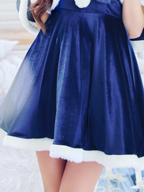 画像10: 【即日発送！】【サンタコス 4点セット】【S-Lサイズ/2カラー】ポンチョ付きフレアサンタコスプレ[YMT] (10)