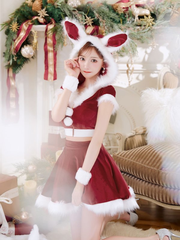 画像14: 【即日発送】【サンタコス 5点セット】【XS-XLサイズ/4カラー】セットアップバニーフレアサンタ[YMT] (14)