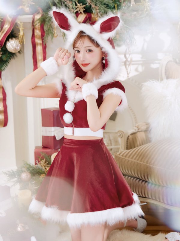 画像22: 【即日発送】【サンタコス 5点セット】【XS-XLサイズ/4カラー】セットアップバニーフレアサンタ[YMT] (22)