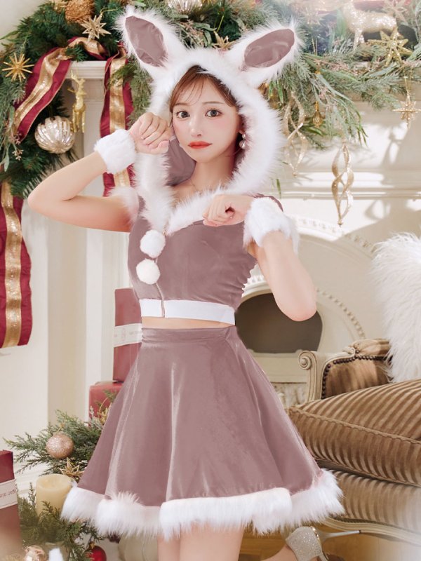 画像7: 【即日発送】【サンタコス 5点セット】【XS-XLサイズ/4カラー】セットアップバニーフレアサンタ[YMT] (7)