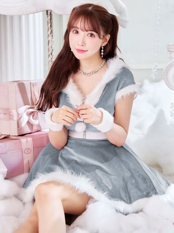 画像2: 【即日発送】【サンタコス 5点セット】【XS-XLサイズ/4カラー】セットアップバニーフレアサンタ[YMT] (2)