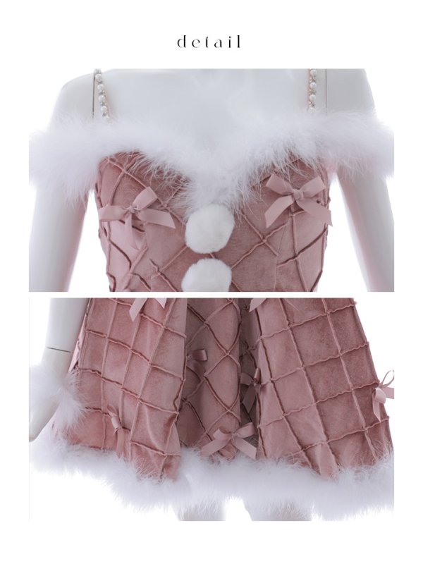 画像36: 【ノベルティ対象】【即日発送！】【サンタコス 4点セット】【XS-XLサイズ/2カラー】リボンモチーフパールショルダーフレアサンタ[YMT] (36)