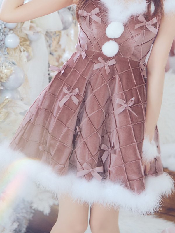 画像26: 【ノベルティ対象】【即日発送！】【サンタコス 4点セット】【XS-XLサイズ/2カラー】リボンモチーフパールショルダーフレアサンタ[YMT] (26)