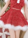 画像27: 【即日発送！】【サンタコス 5点セット】【XS-XLサイズ/2カラー】フロントリボンセットアップツイードサンタ[YMT] (27)