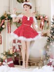 画像28: 【即日発送！】【サンタコス 5点セット】【XS-XLサイズ/2カラー】フロントリボンセットアップツイードサンタ[YMT] (28)