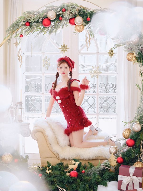 画像28: 【ノベルティ対象】【即日発送！】【サンタコス 5点セット】【XS-XLサイズ/3カラー】セットアップフレアミニサンタ[YMT] (28)