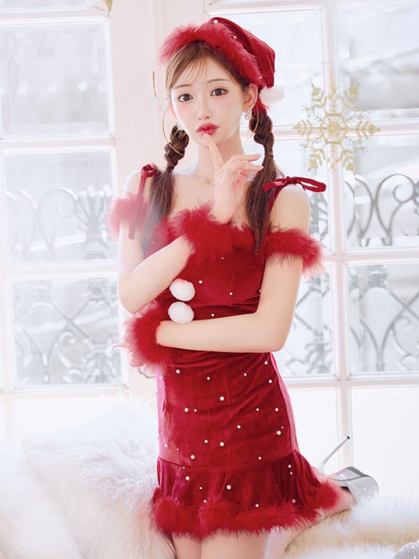 画像33: 【ノベルティ対象】【即日発送！】【サンタコス 5点セット】【XS-XLサイズ/3カラー】セットアップフレアミニサンタ[YMT] (33)