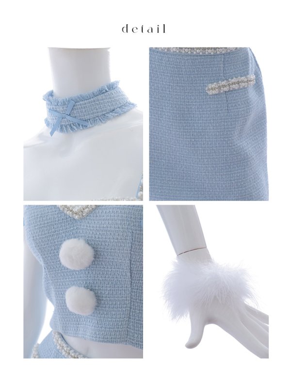 画像20: 【ノベルティ対象】【即日発送！】【サンタコス 5点セット】【XS-Mサイズ/1カラー】セットアップツイードサンタコスプレ[YMT] (20)