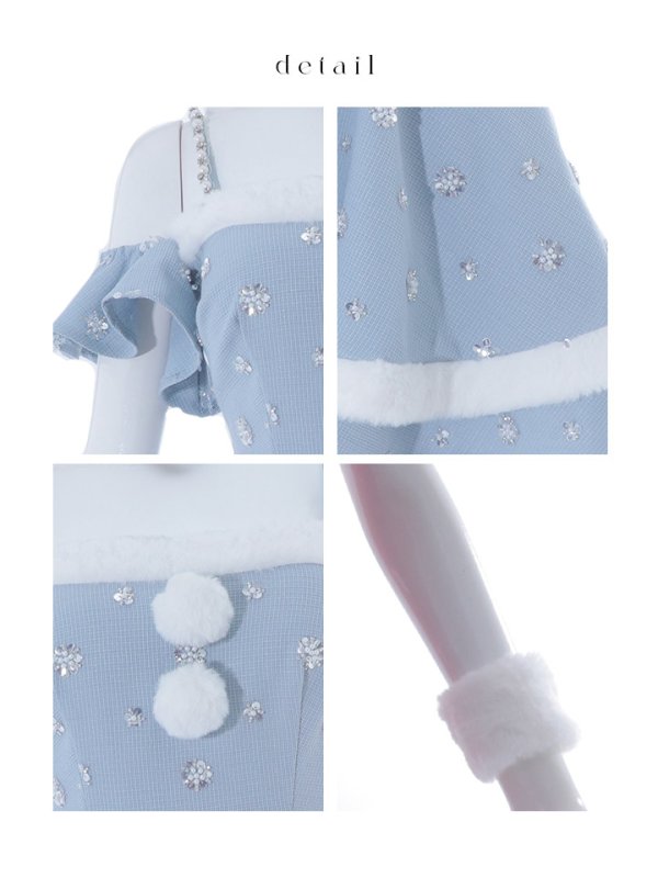 画像27: 【ノベルティ対象】【即日発送！】【サンタコス 5点セット】【XS-XLサイズ/3カラー】ケープ付きフレアサンタコスプレ[YMT] (27)