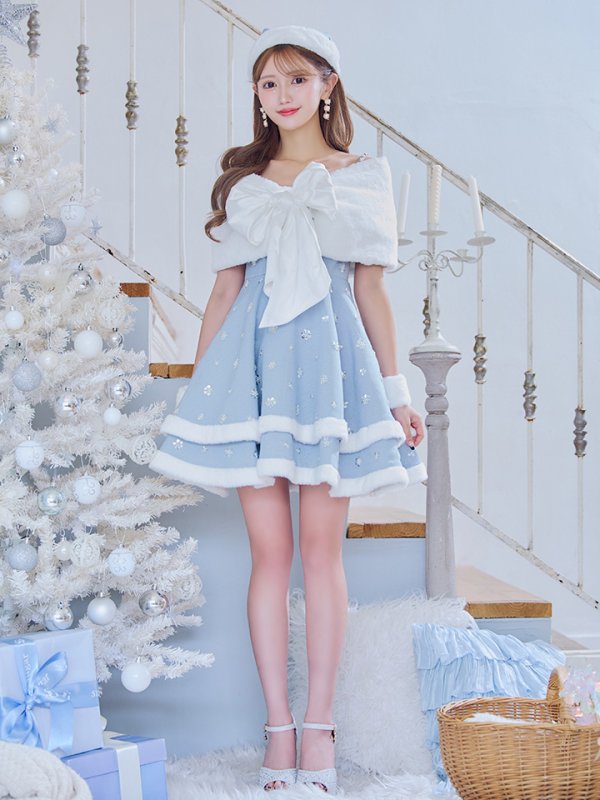 画像17: 【ノベルティ対象】【即日発送！】【サンタコス 5点セット】【XS-XLサイズ/4カラー】ケープ付きフレアサンタコスプレ[YMT] (17)