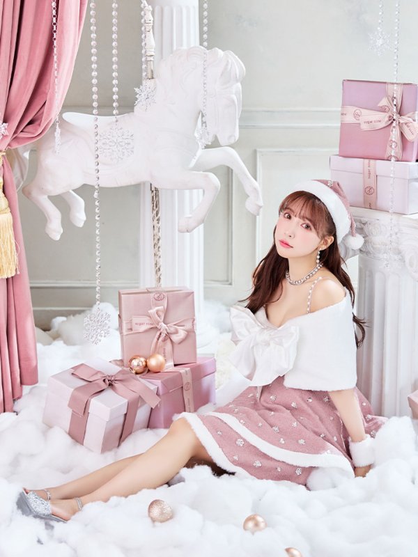 画像4: 【ノベルティ対象】【即日発送！】【サンタコス 5点セット】【XS-XLサイズ/4カラー】ケープ付きフレアサンタコスプレ[YMT] (4)