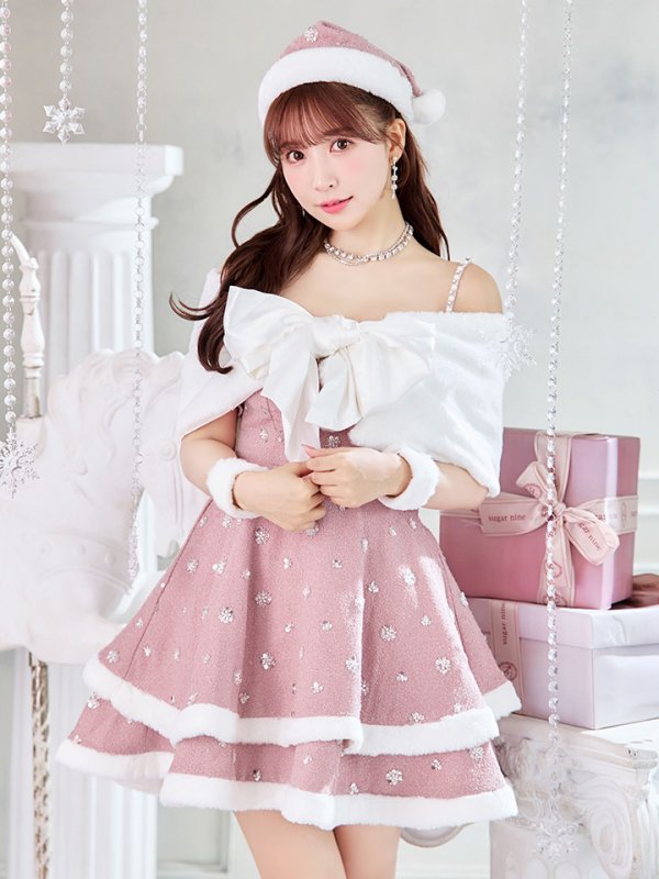 画像5: 【ノベルティ対象】【即日発送！】【サンタコス 5点セット】【XS-XLサイズ/4カラー】ケープ付きフレアサンタコスプレ[YMT] (5)