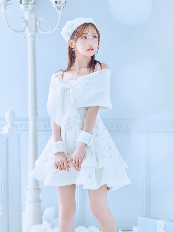 画像14: 【即日発送！】【サンタコス 5点セット】【XS-XLサイズ/3カラー】ケープ付きフレアサンタコスプレ[OF04] (14)