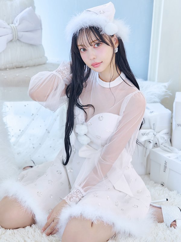 画像26: 【即日発送！】【サンタコス 4点セット】【XS-XLサイズ/1カラー】チュールロングスリーブハイネックサンタ[YMT] (26)