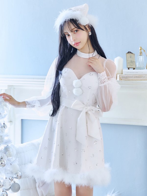 画像18: 【即日発送！】【サンタコス 4点セット】【XS-XLサイズ/1カラー】チュールロングスリーブハイネックサンタ[YMT] (18)