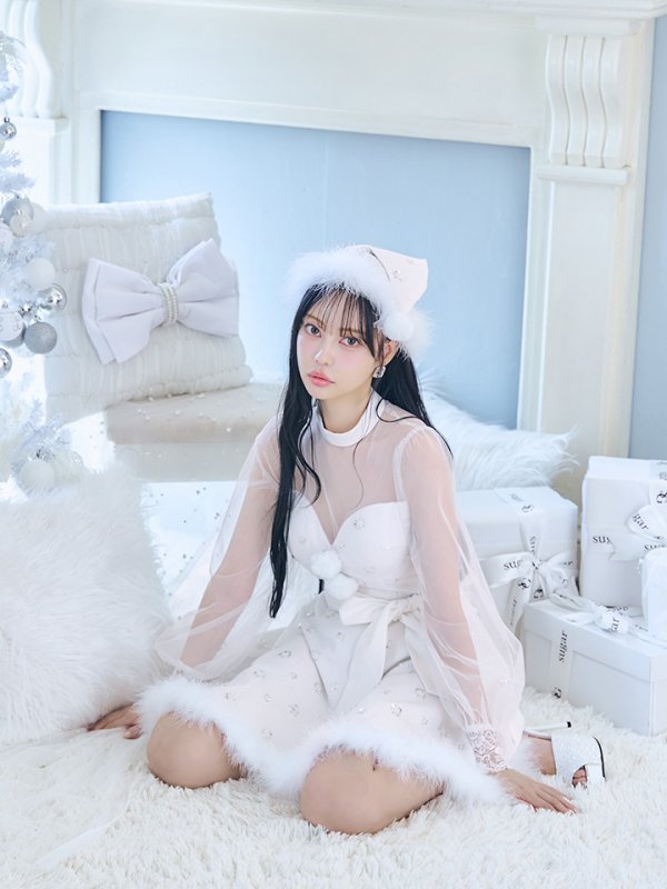 画像21: 【即日発送！】【サンタコス 4点セット】【XS-XLサイズ/1カラー】チュールロングスリーブハイネックサンタ[YMT] (21)